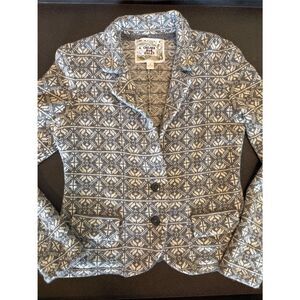 Chelsea & Violet Gray and White  Nordic pattern Knit Blazer lambs Wool size S